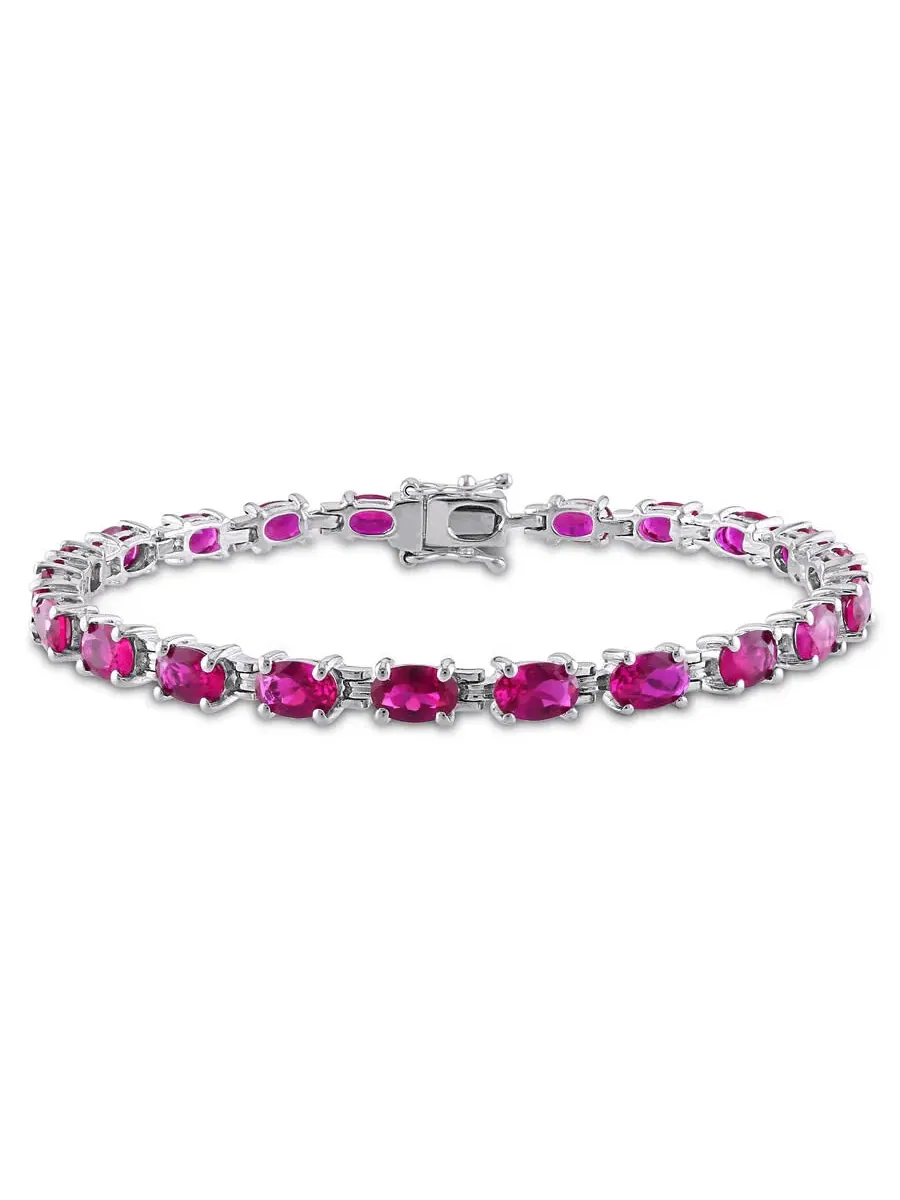 Браслет с созданным рубином AMOUR 16 1/2 CT TGW из стерлингового серебра — изображение 1 из 4, оттенок красный