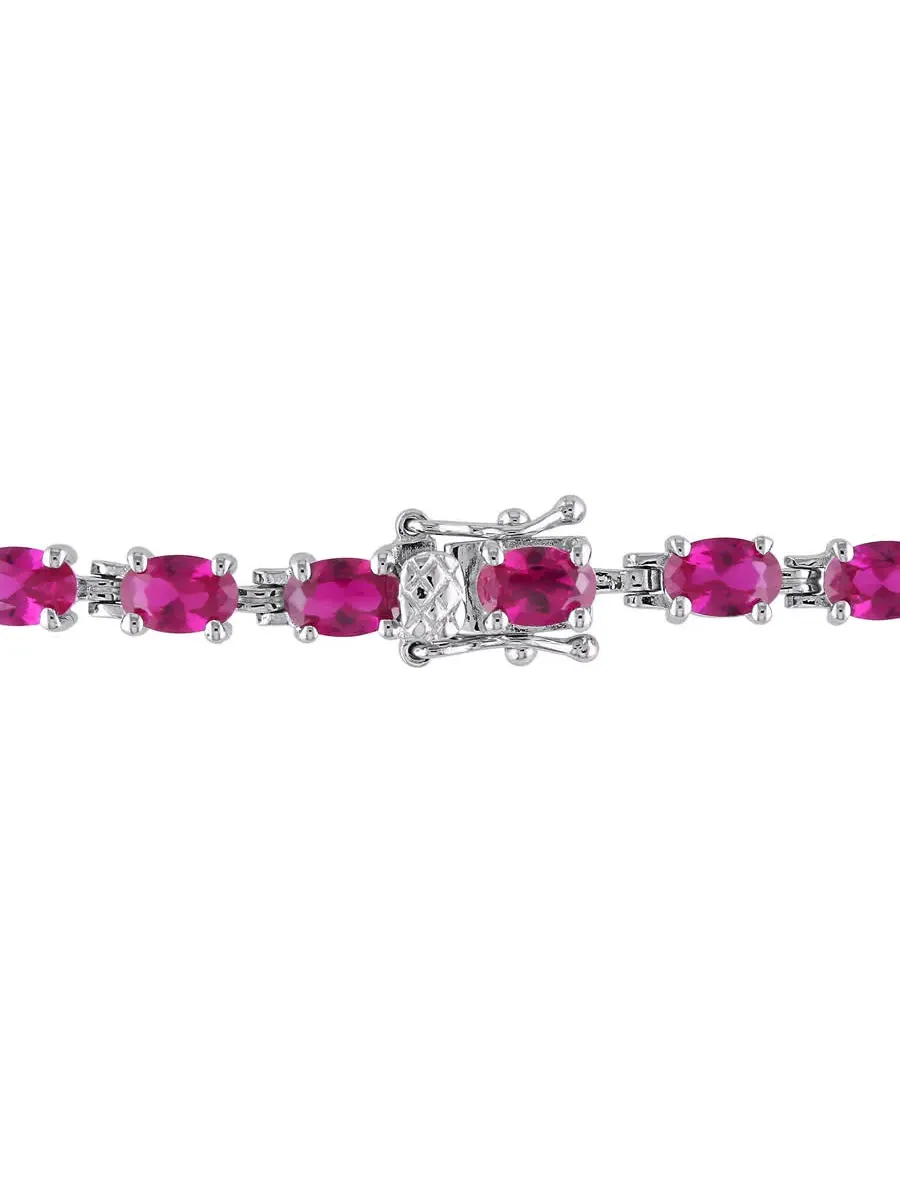 Браслет с созданным рубином AMOUR 16 1/2 CT TGW из стерлингового серебра — изображение 2 из 4, оттенок красный