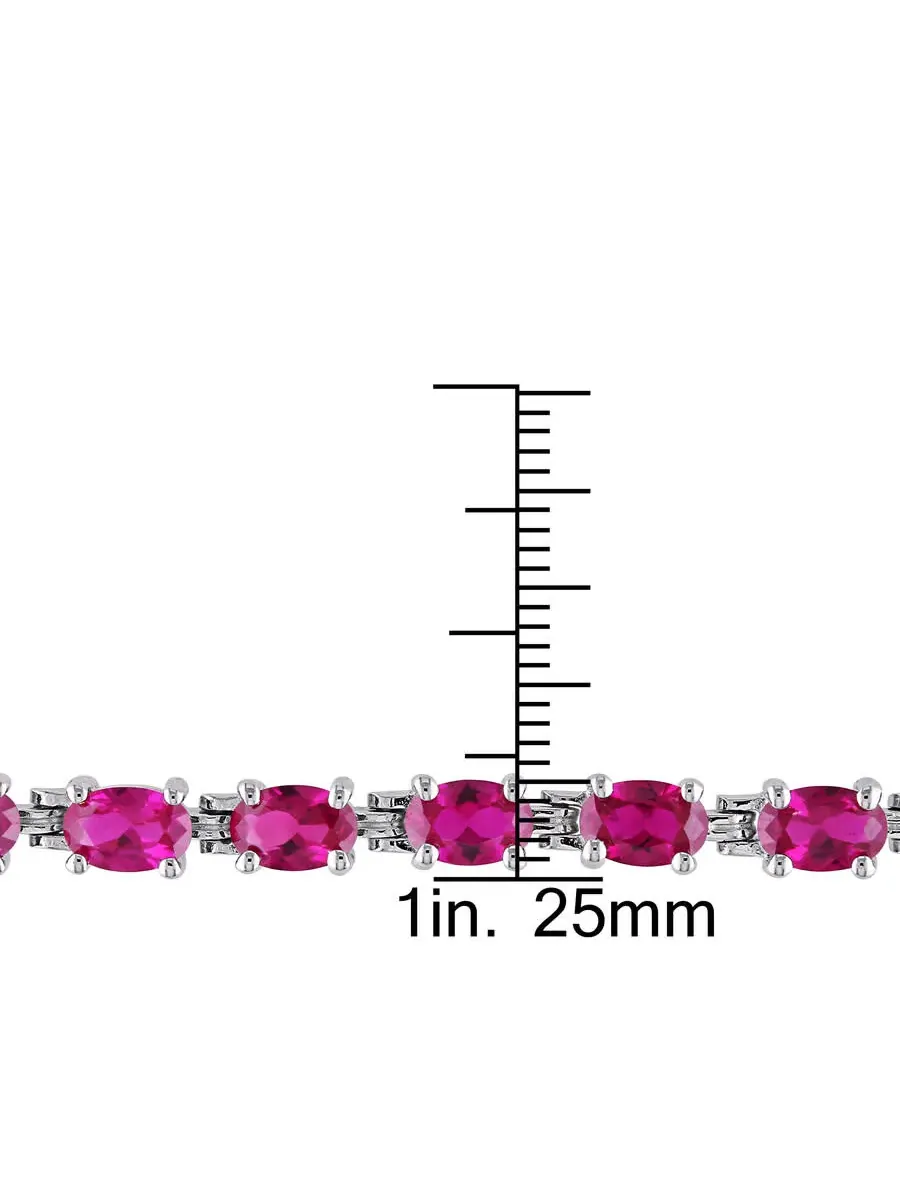 Браслет с созданным рубином AMOUR 16 1/2 CT TGW из стерлингового серебра — изображение 3 из 4, оттенок красный