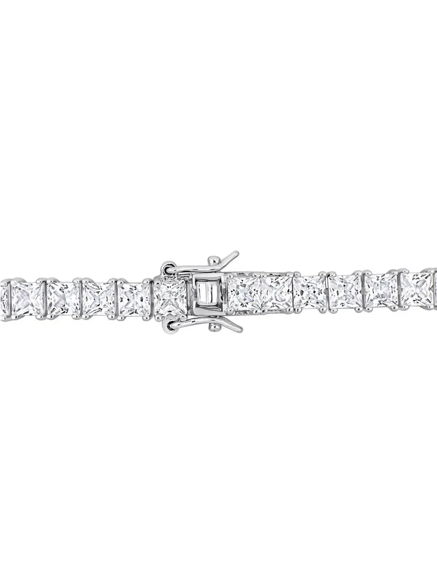 Мужской теннисный браслет Amour 19 CT TGW с квадратным искусственным белым сапфиром из стерлингового серебра, оттенок белый
