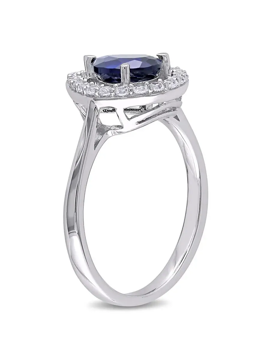 Кольцо Amour 2 1/5 CT TGW с созданным синим сапфиром и созданным белым сапфиром из серебра 925 пробы — изображение 2 из 4