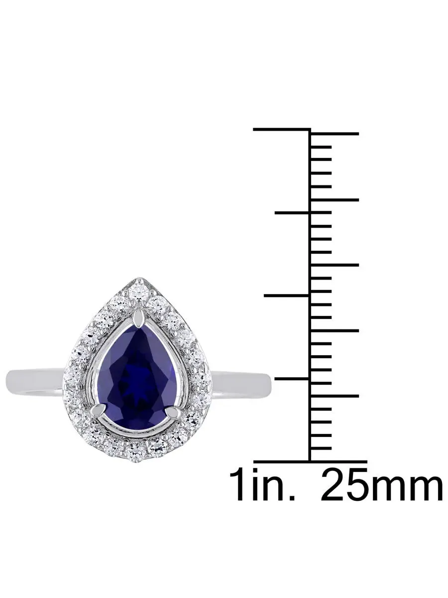 Кольцо Amour 2 1/5 CT TGW с созданным синим сапфиром и созданным белым сапфиром из серебра 925 пробы — изображение 3 из 4