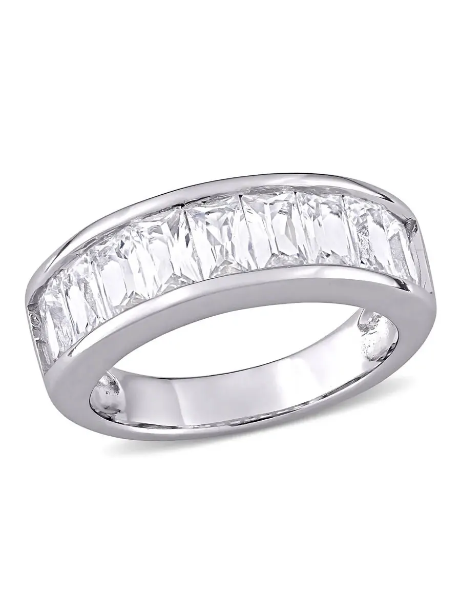 Кольцо Amour с созданным белым сапфиром 2 3/4 CT TGW в вечном стиле из серебра 925 пробы — изображение 1 из 6, оттенок белый