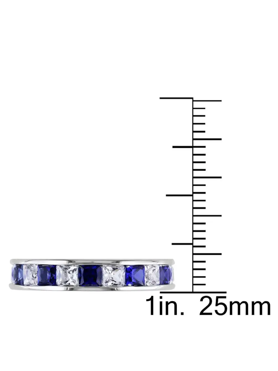 Кольцо Amour 2 3/8 CT TGW с созданными белым и синим сапфирами из серебра 925 пробы — изображение 3 из 4, оттенок белый