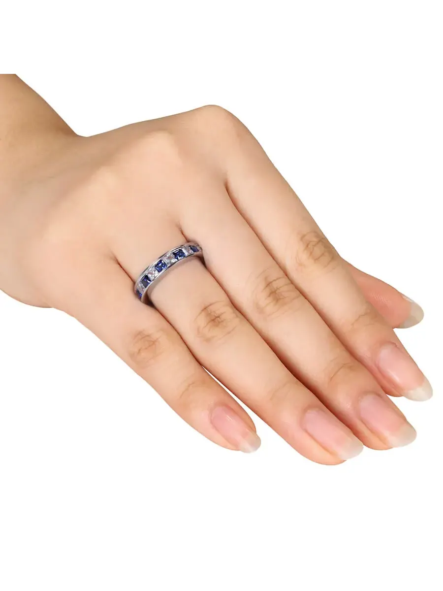 Кольцо Amour 2 3/8 CT TGW с созданными белым и синим сапфирами из серебра 925 пробы — изображение 4 из 4, оттенок белый