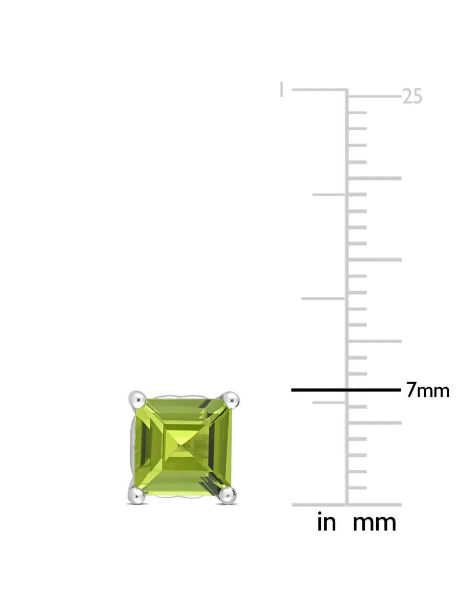 Серьги-гвоздики Amour 2 3/8 CT TGW с квадратными перидотами из стерлингового серебра — изображение 2 из 4, оттенок белый