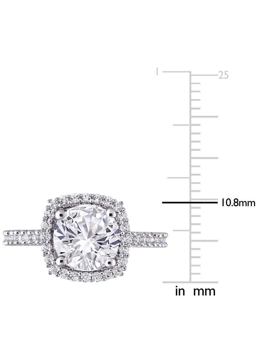 Кольцо Amour с белым сапфиром созданным искусственно, огранка 2 7/8 CT TGW, окаймленное, из серебра 925 пробы, оттенок белый