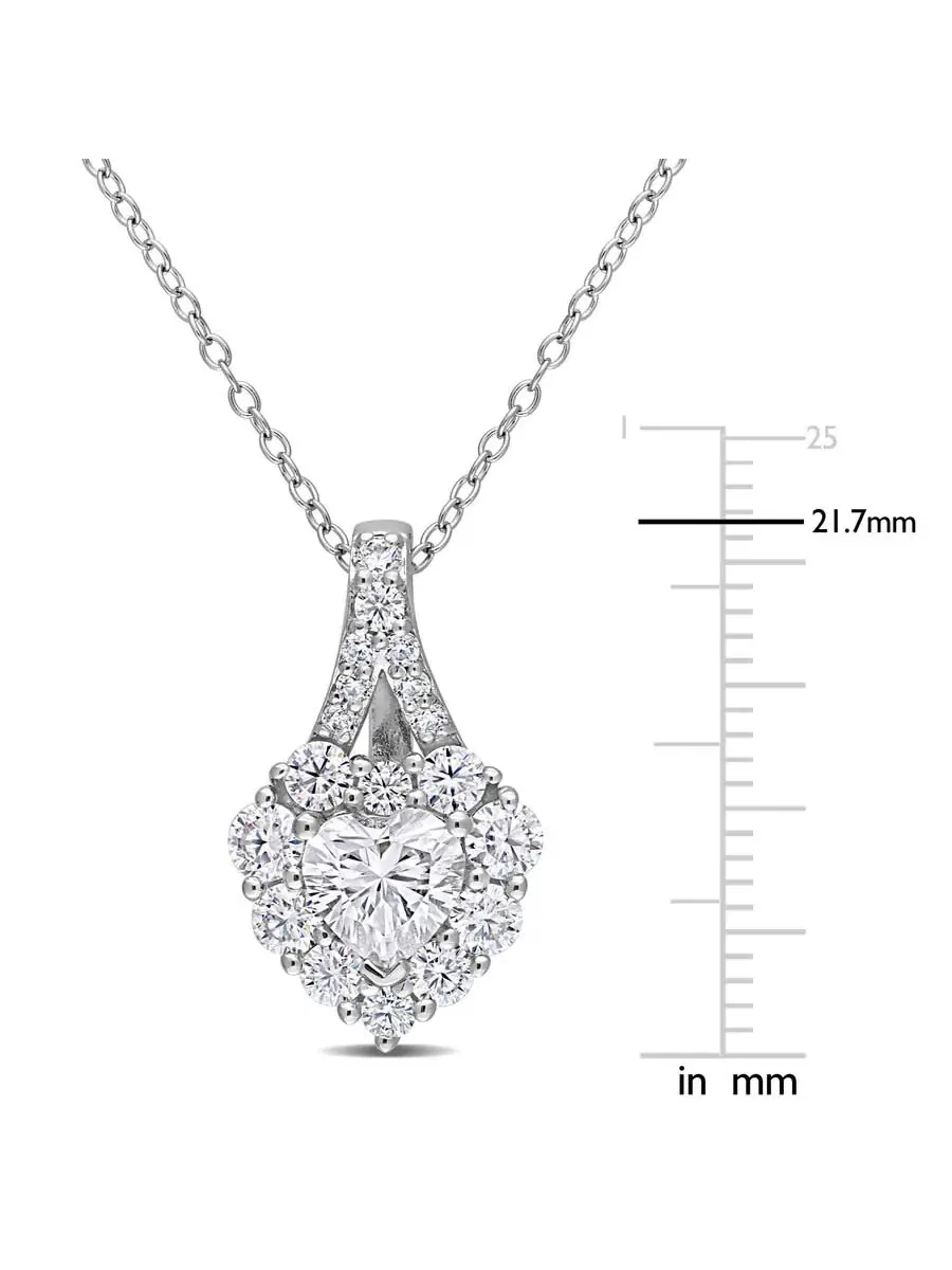 Подвеска AMOUR 2 CT DEW в форме сердца с искусственным муассанитом и цепочкой из стерлингового серебра — изображение 2 из 5