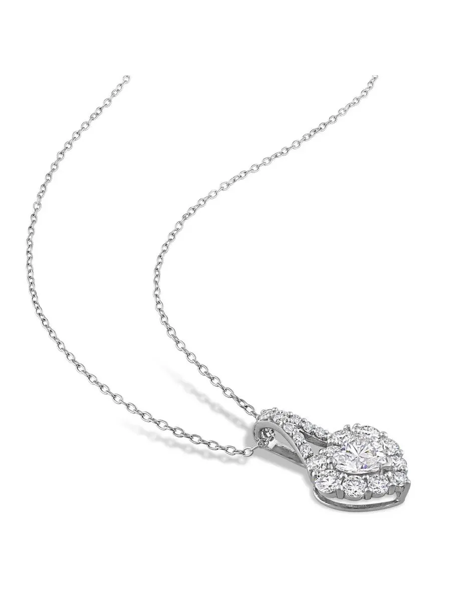 Подвеска AMOUR 2 CT DEW в форме сердца с искусственным муассанитом и цепочкой из стерлингового серебра — изображение 3 из 5