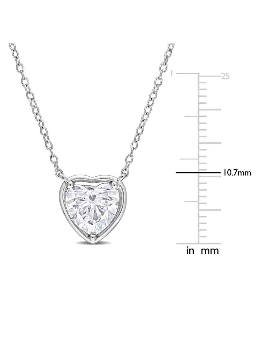 Подвеска AMOUR 2 CT TGW в форме сердца с искусственным муассанитом и цепочкой из стерлингового серебра — изображение 2 из 5