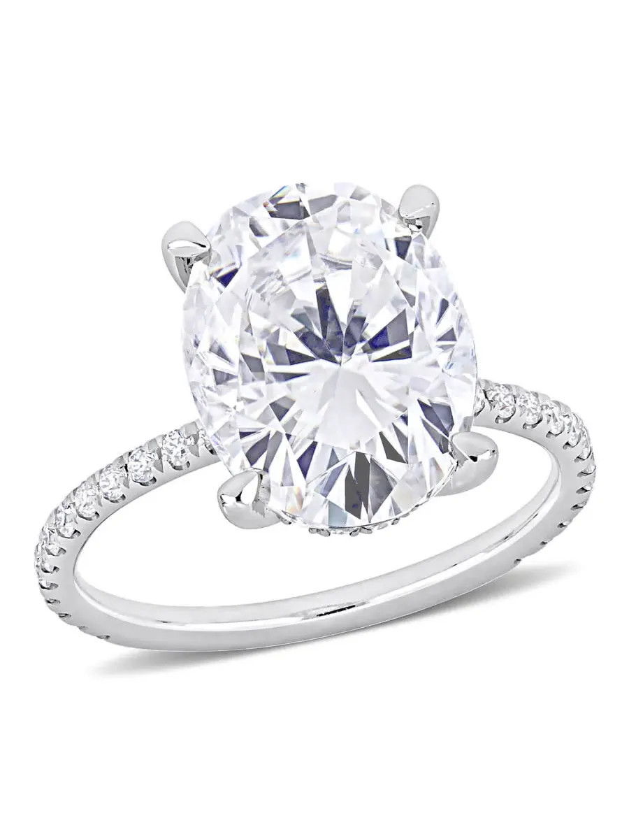 Кольцо Amour 4 7/8 CT TGW с искусственным муассанитом белого цвета, белое золото 10 карат — изображение 1 из 5, оттенок белый
