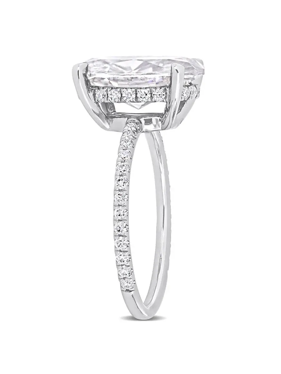 Кольцо Amour 4 7/8 CT TGW с искусственным муассанитом белого цвета, белое золото 10 карат — изображение 2 из 5, оттенок белый