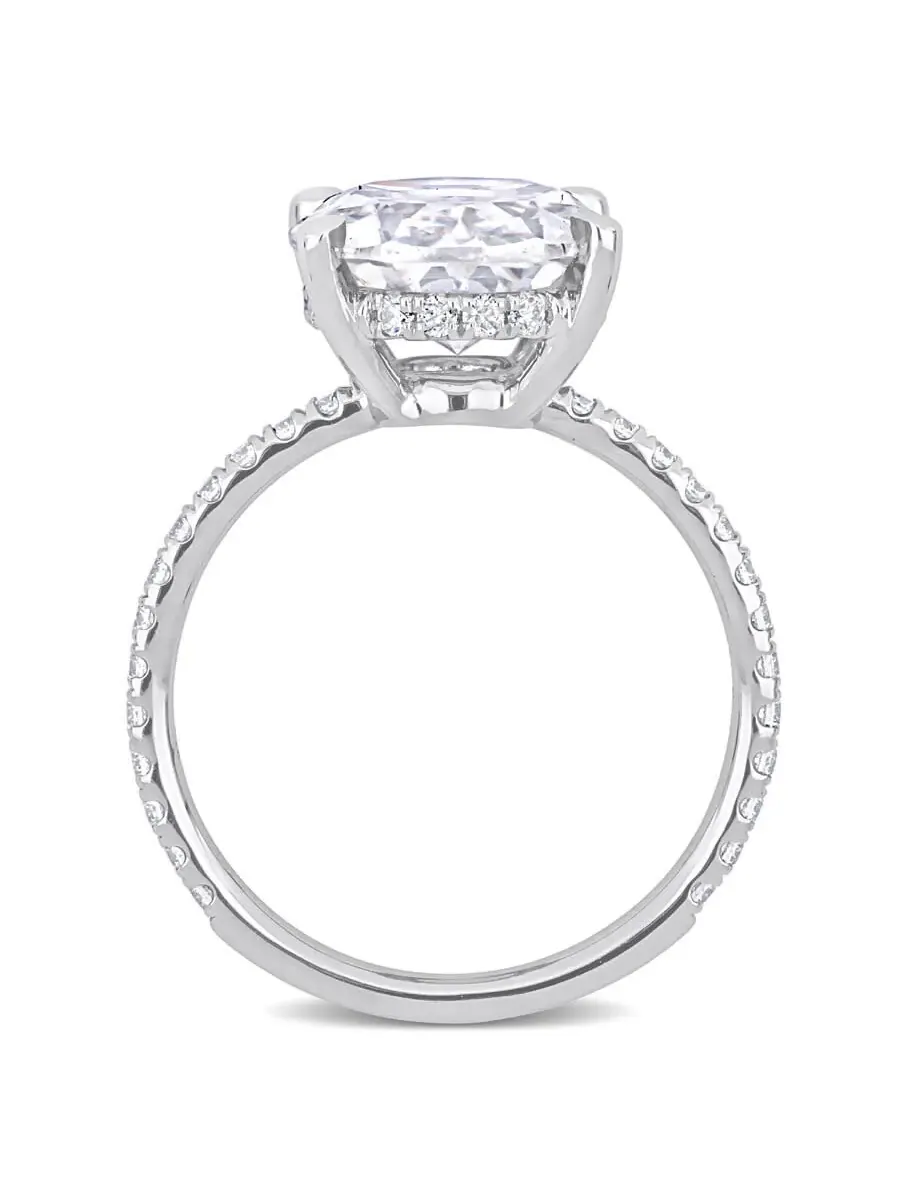 Кольцо Amour 4 7/8 CT TGW с искусственным муассанитом белого цвета, белое золото 10 карат — изображение 4 из 5, оттенок белый