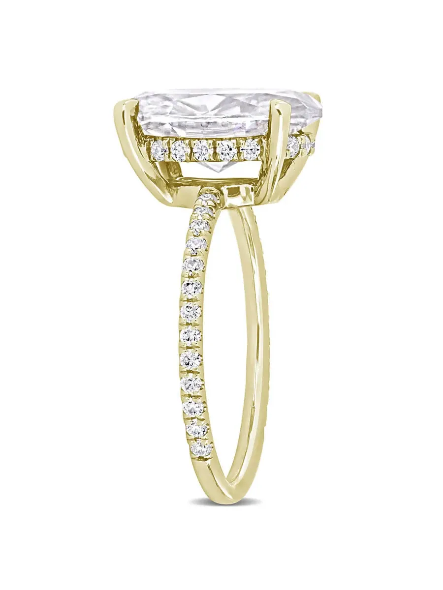 Кольцо модное Amour 4 7/8 CT TGW, созданный муассанит белого цвета, 10 карат желтого золота — изображение 2 из 6
