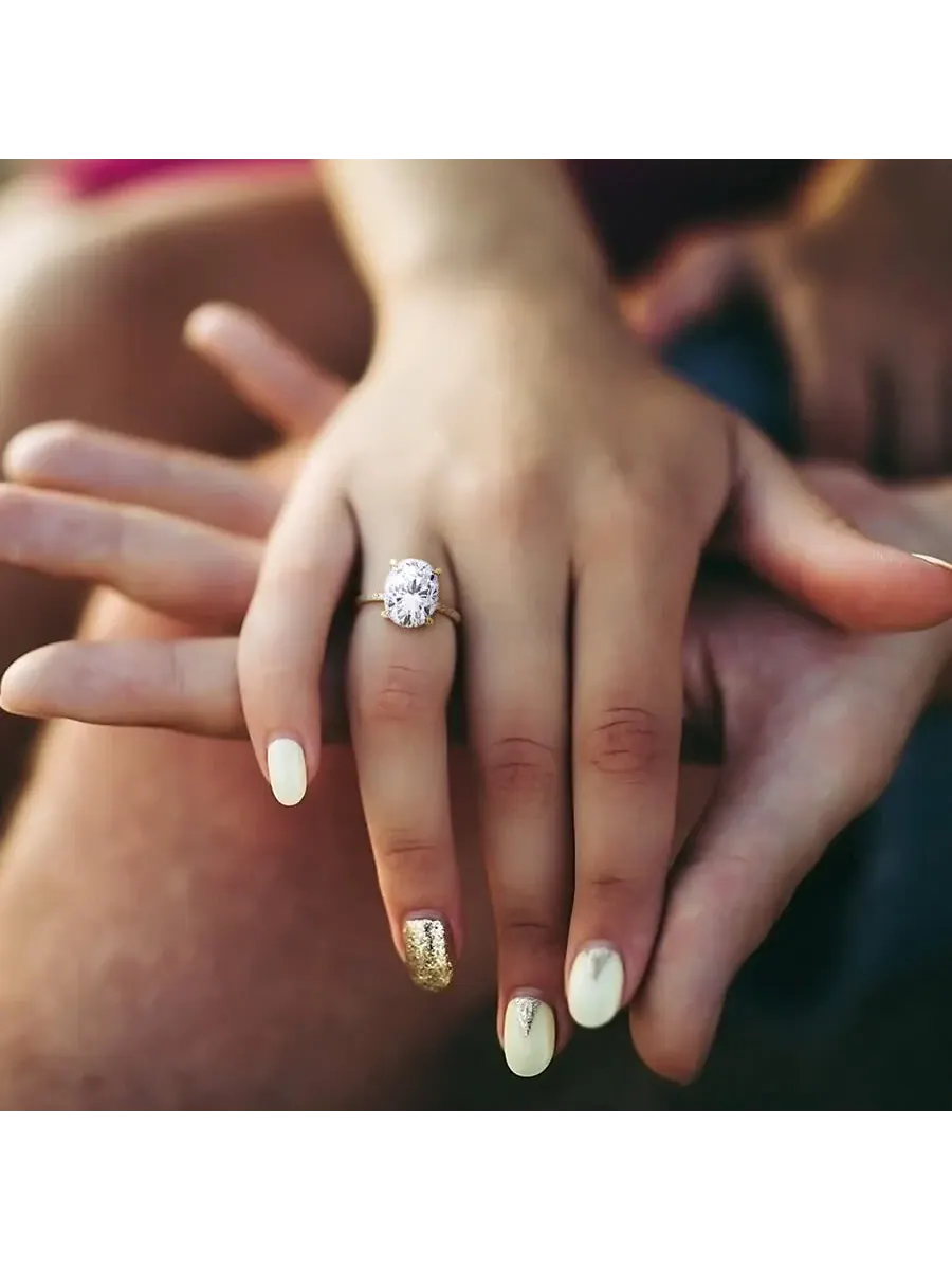 Кольцо модное Amour 4 7/8 CT TGW, созданный муассанит белого цвета, 10 карат желтого золота — изображение 6 из 6