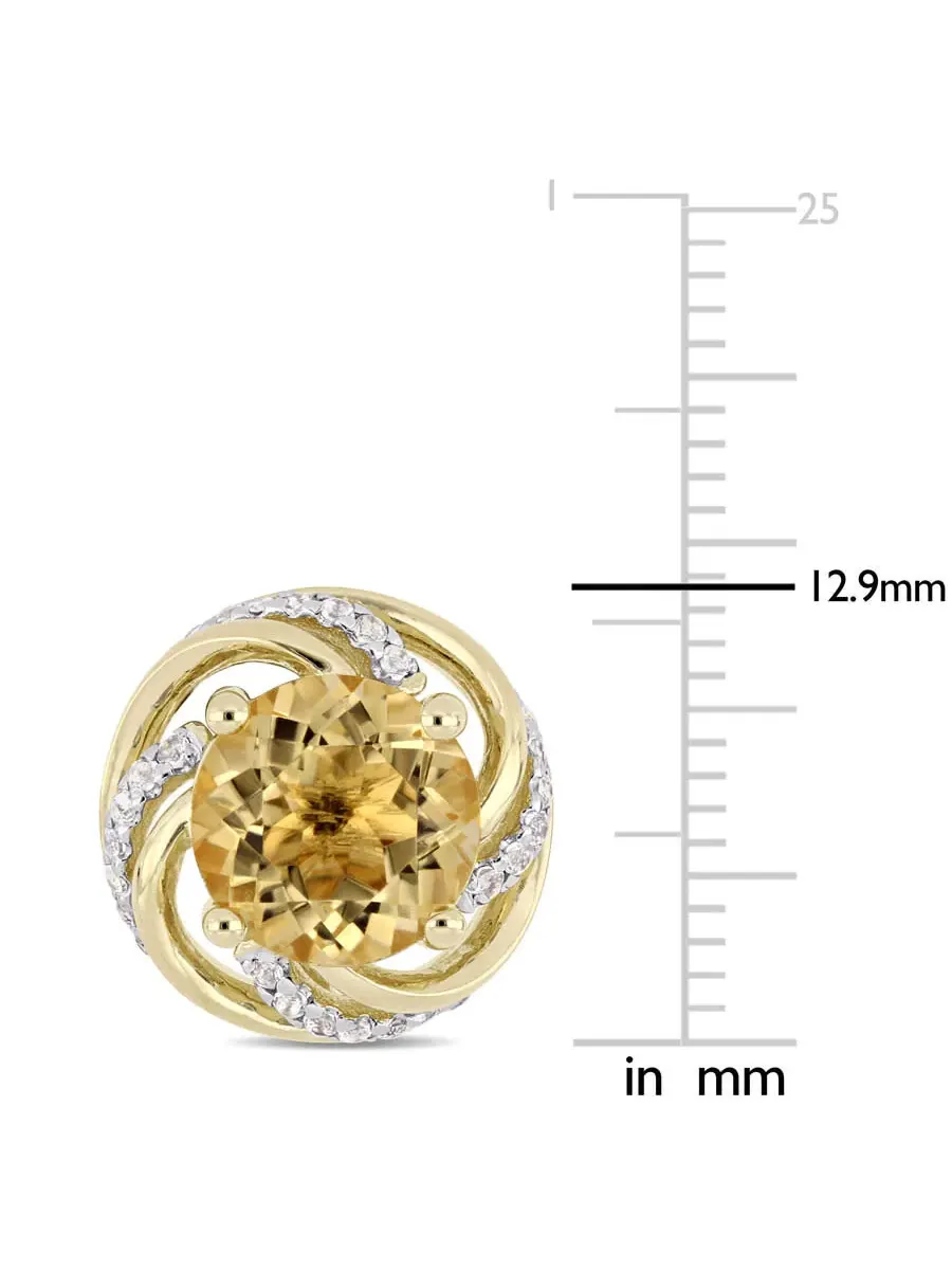Серьги-гвоздики Amour 4 CT TGW с цитрином и белым топазом в желтом позолоченном серебре стерлингового качества