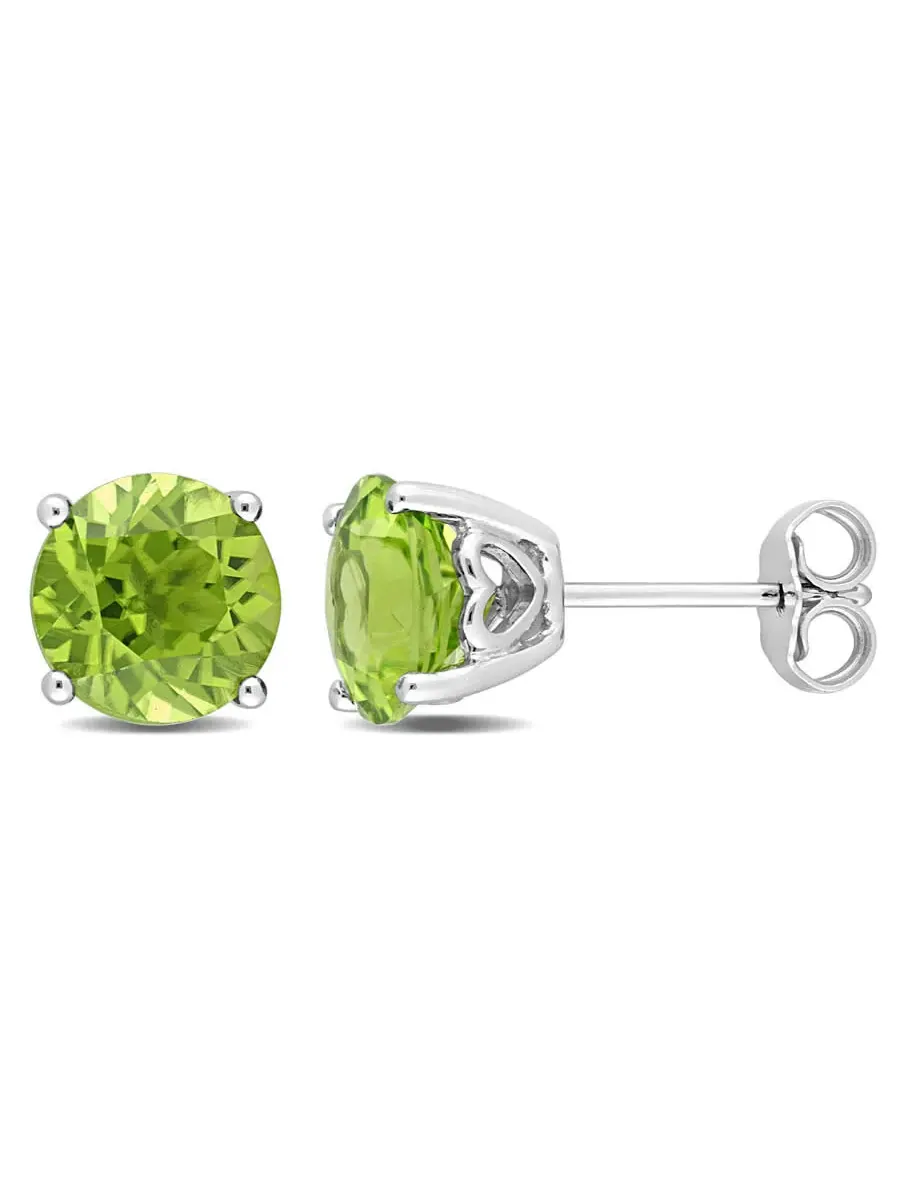Серьги-гвоздики Amour 4 CT TGW с перидотом из стерлингового серебра — изображение 1 из 4, оттенок белый