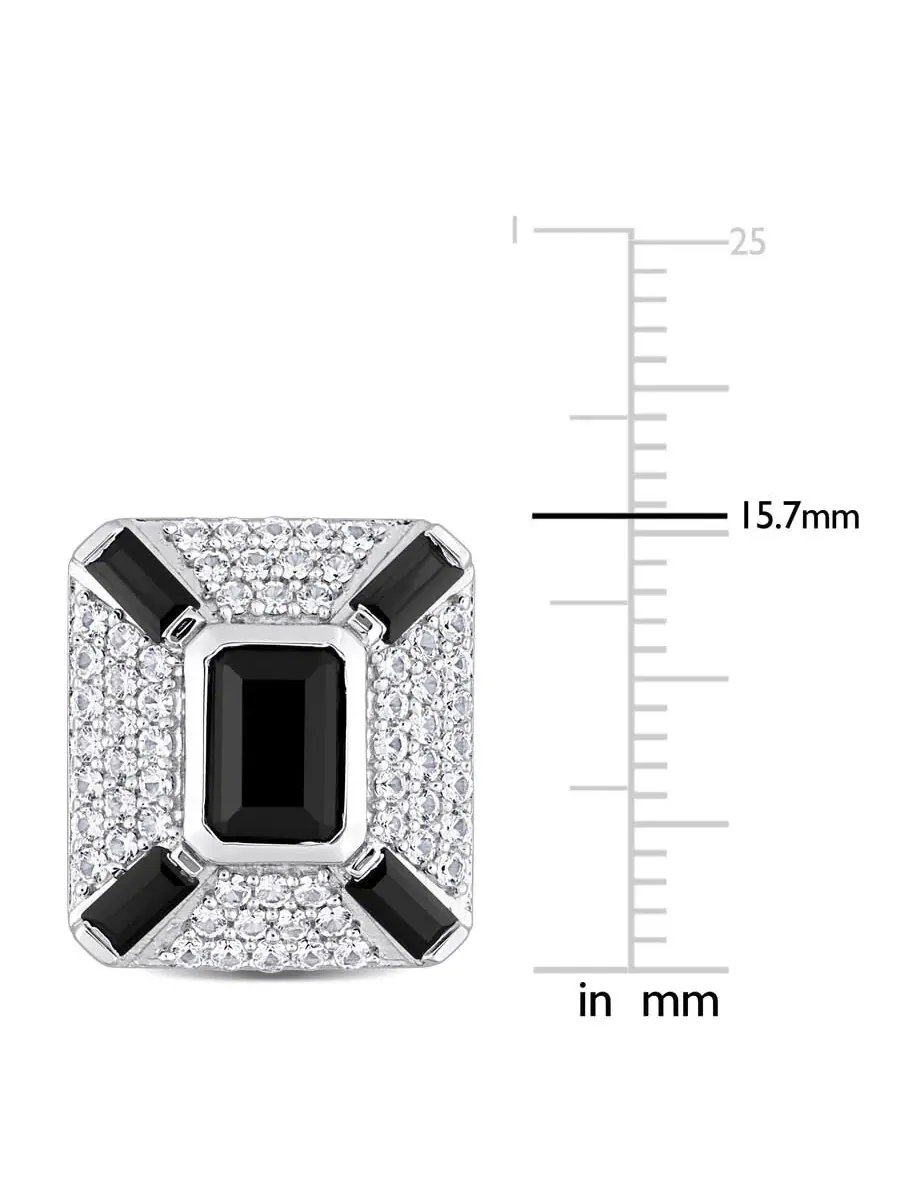 Запонки AMOUR 5-4/5CT TGW с черными и белыми сапфирами огранки «октагон» и «багет» из стерлингового серебра, оттенок черный