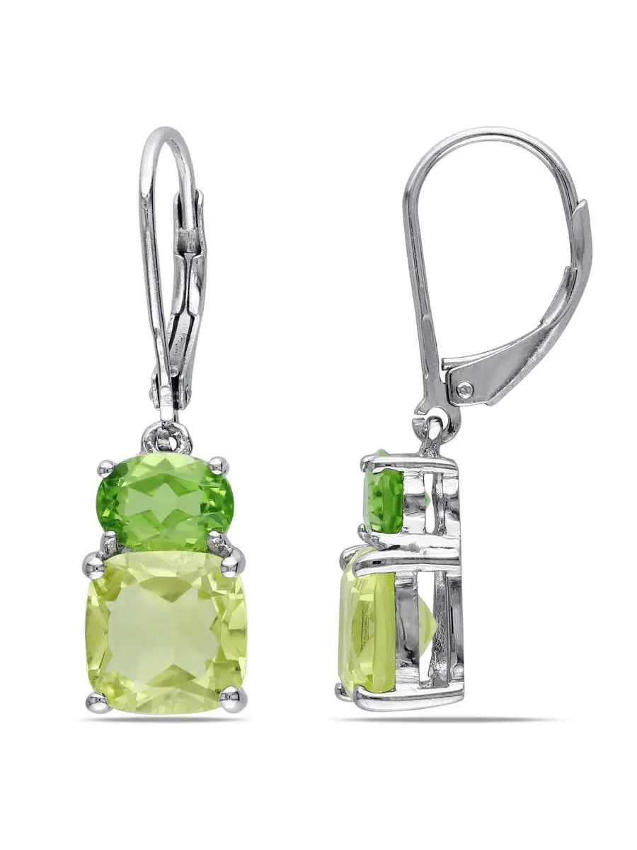 Серьги с застежкой-рычажком Amour 5 7/8 CT TGW с перидотом и лимонным кварцем из серебра 925 пробы — изображение 1 из 3