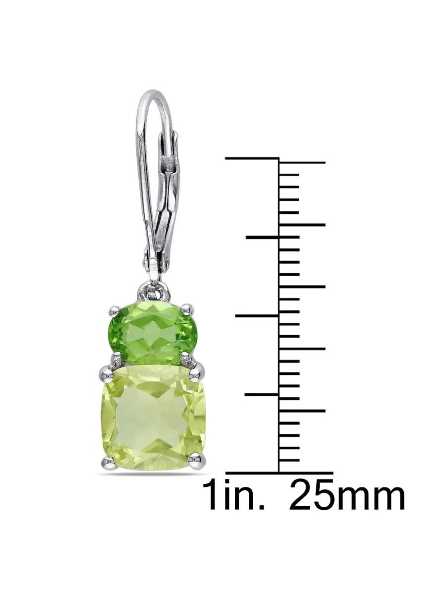 Серьги с застежкой-рычажком Amour 5 7/8 CT TGW с перидотом и лимонным кварцем из серебра 925 пробы — изображение 2 из 3
