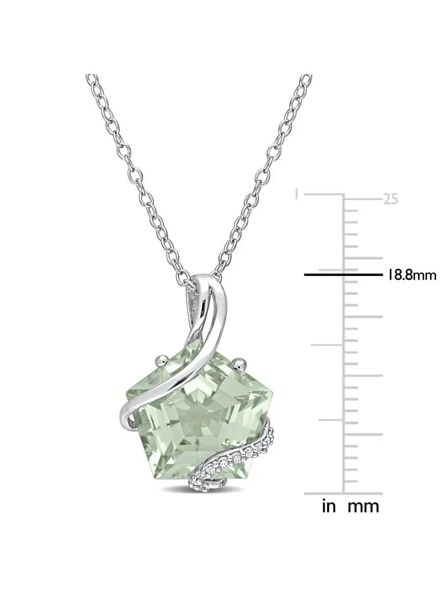 Подвеска AMOUR 6 1/2 CT TGW с зеленым кварцем и бриллиантами, выполненная из стерлингового серебра, с цепочкой
