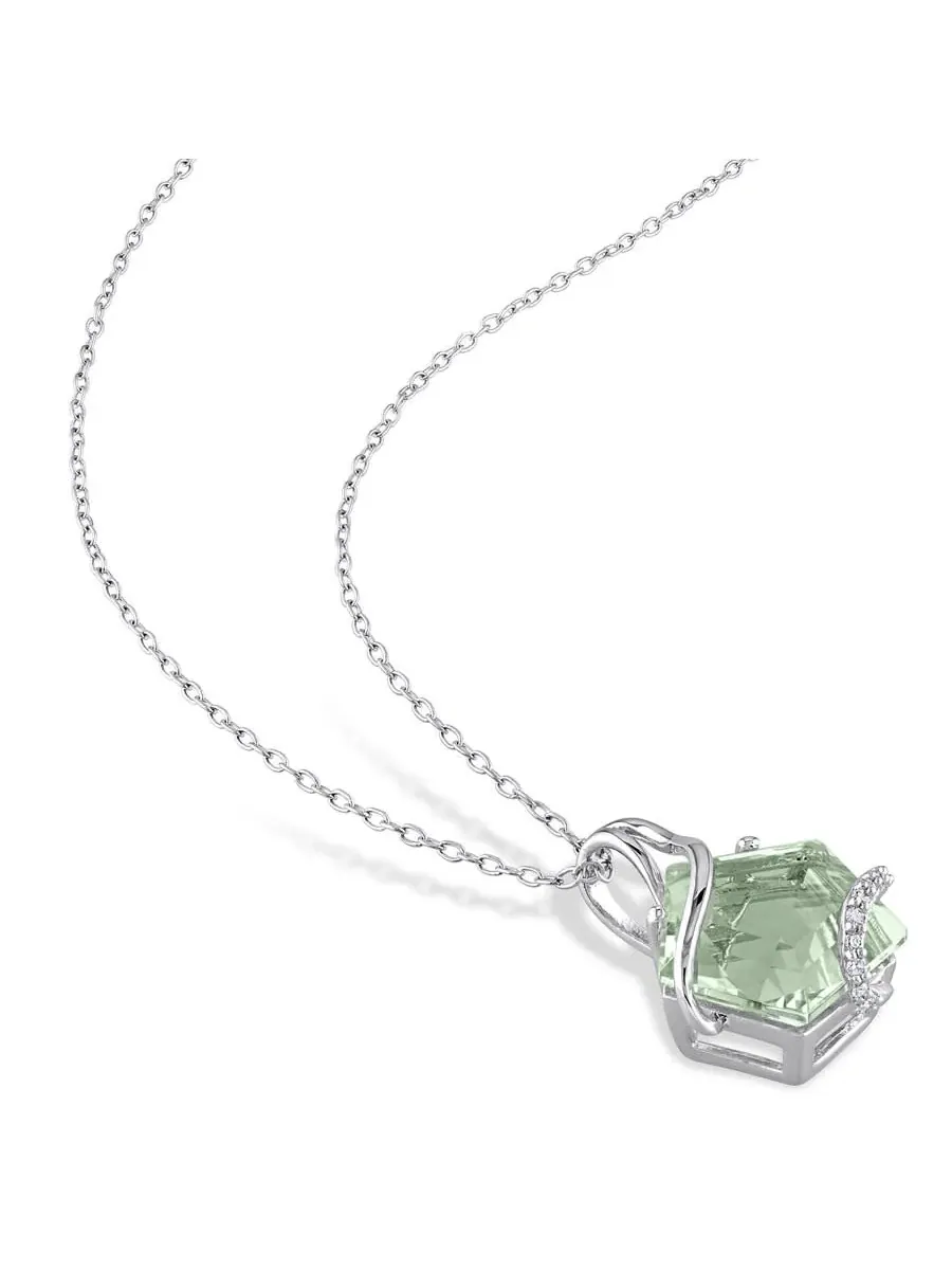 Подвеска AMOUR 6 1/2 CT TGW с зеленым кварцем и бриллиантами, выполненная из стерлингового серебра, с цепочкой