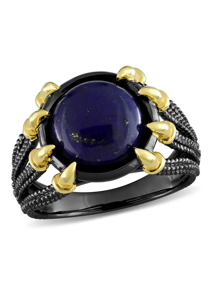 Кольцо Amour 6 CT TGW Lapis Fashion Желтое Серебро с Черным Родием — изображение 1 из 4, оттенок синий