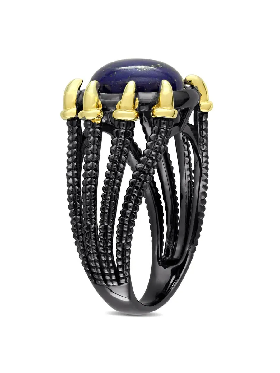 Кольцо Amour 6 CT TGW Lapis Fashion Желтое Серебро с Черным Родием — изображение 2 из 4, оттенок синий