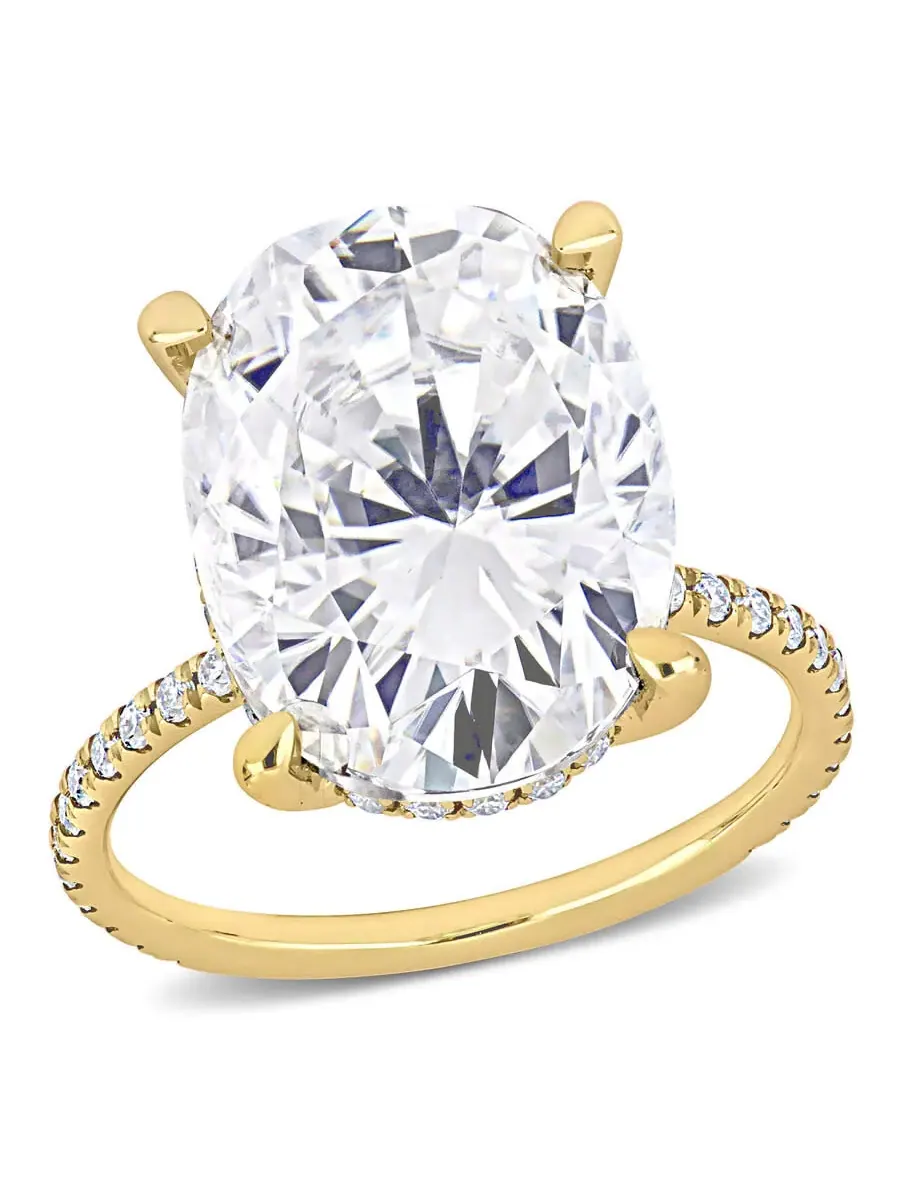 Кольцо Amour 8 1/10 CT TGW с созданным муассанитом белым, модное, 10-каратное желтое золото — изображение 1 из 4