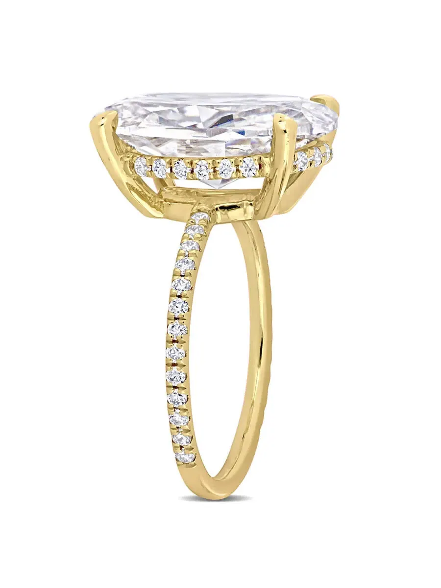 Кольцо Amour 8 1/10 CT TGW с созданным муассанитом белым, модное, 10-каратное желтое золото — изображение 2 из 4