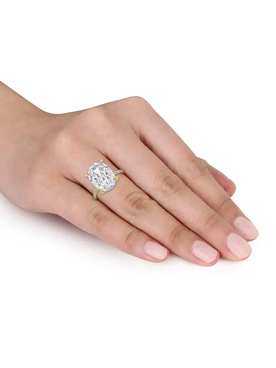 Кольцо Amour 8 1/10 CT TGW с созданным муассанитом белым, модное, 10-каратное желтое золото — изображение 4 из 4