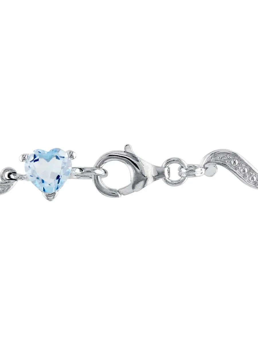 AMOUR 8 2/5 CT TGW Браслет в форме сердца с синим топазом и бриллиантами на серебряной основе — изображение 2 из 4