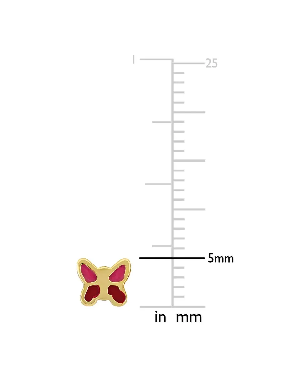 Серьги-гвоздики Amour Butterfly из 14-каратного желтого золота — изображение 2 из 5, оттенок желтый