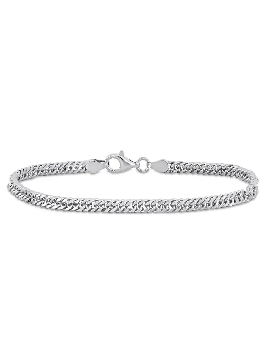 Браслет Amour Double Curb Link из серебра 925 пробы — изображение 1 из 3, оттенок белый
