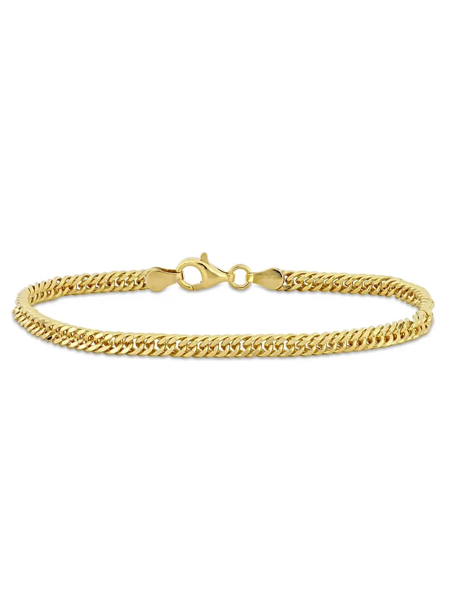 Браслет Amour Double Curb Link Chain из стерлингового серебра с желтым покрытием — изображение 1 из 3, оттенок желтый