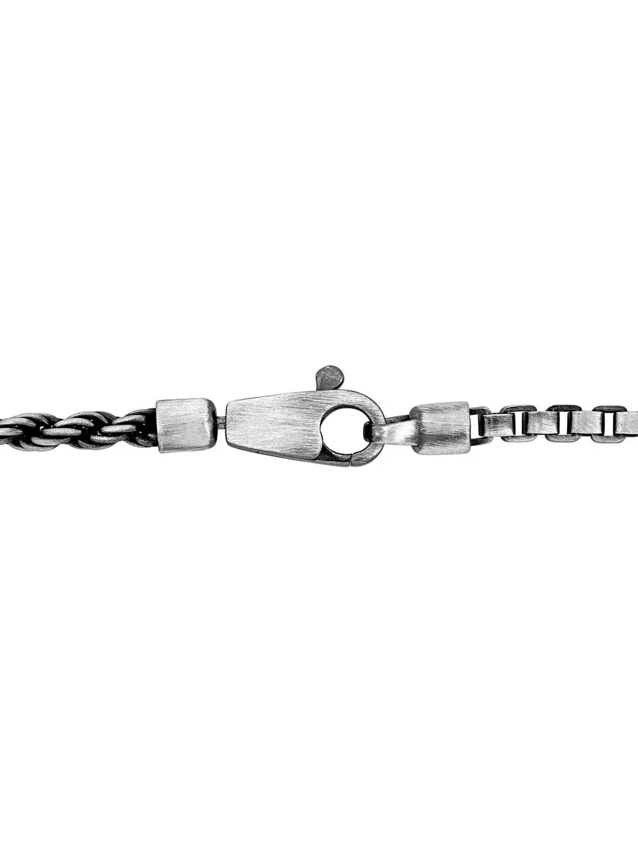 Браслет Amour Half Rope & Half Box из оксидированного серебра 925 пробы, 9 дюймов — изображение 2 из 3, оттенок белый