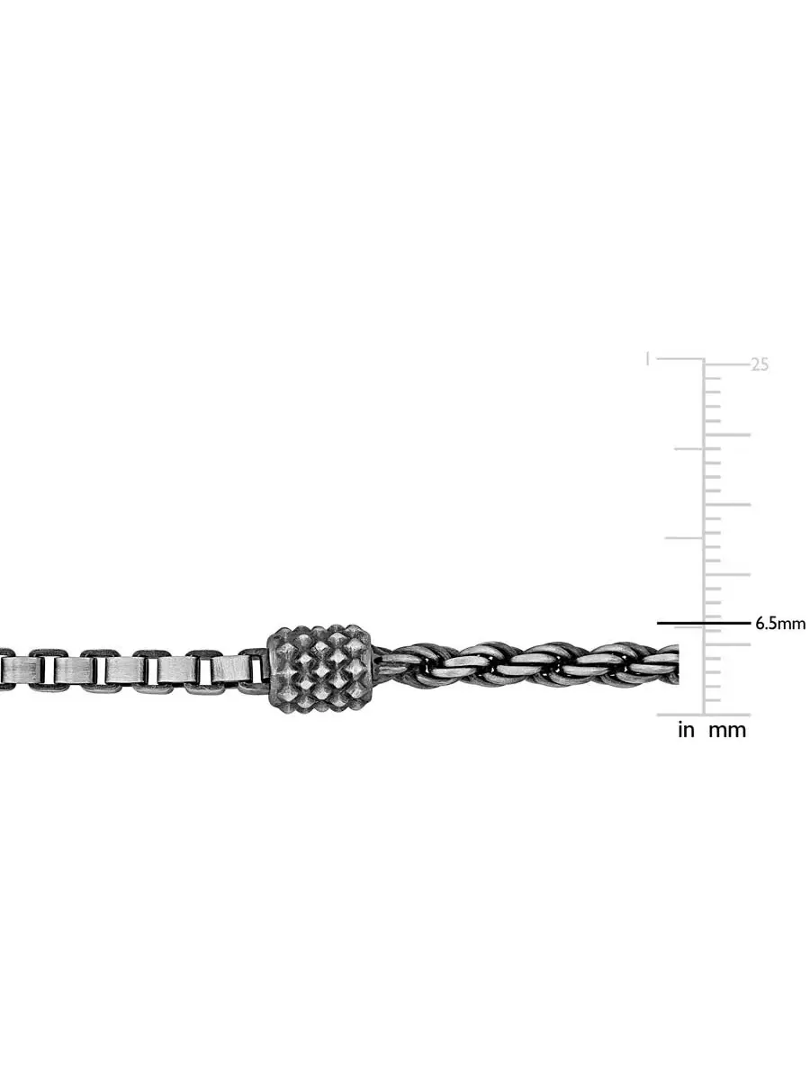 Браслет Amour Half Rope & Half Box из оксидированного серебра 925 пробы, 9 дюймов — изображение 3 из 3, оттенок белый