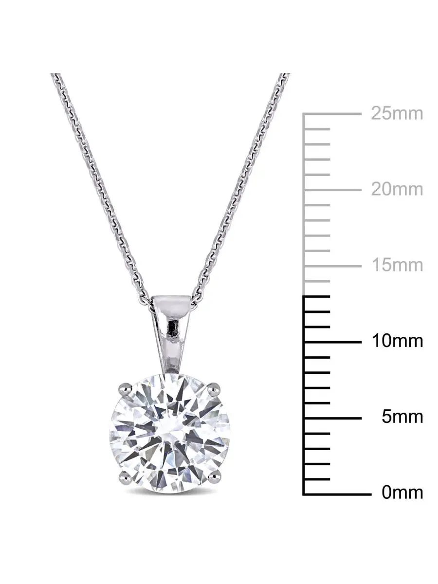 Подвеска с одинарным муассанитом AMOUR 2 CT DEW, созданная с цепочкой, из белого золота 14 карат — изображение 2 из 3