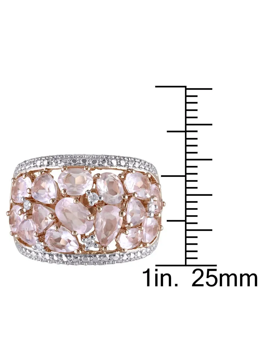 Кольцо модное Amour Pink Silver с бриллиантом 0,07 карат общего веса и розовым кварцем 6 карат общего веса, оттенок розовый