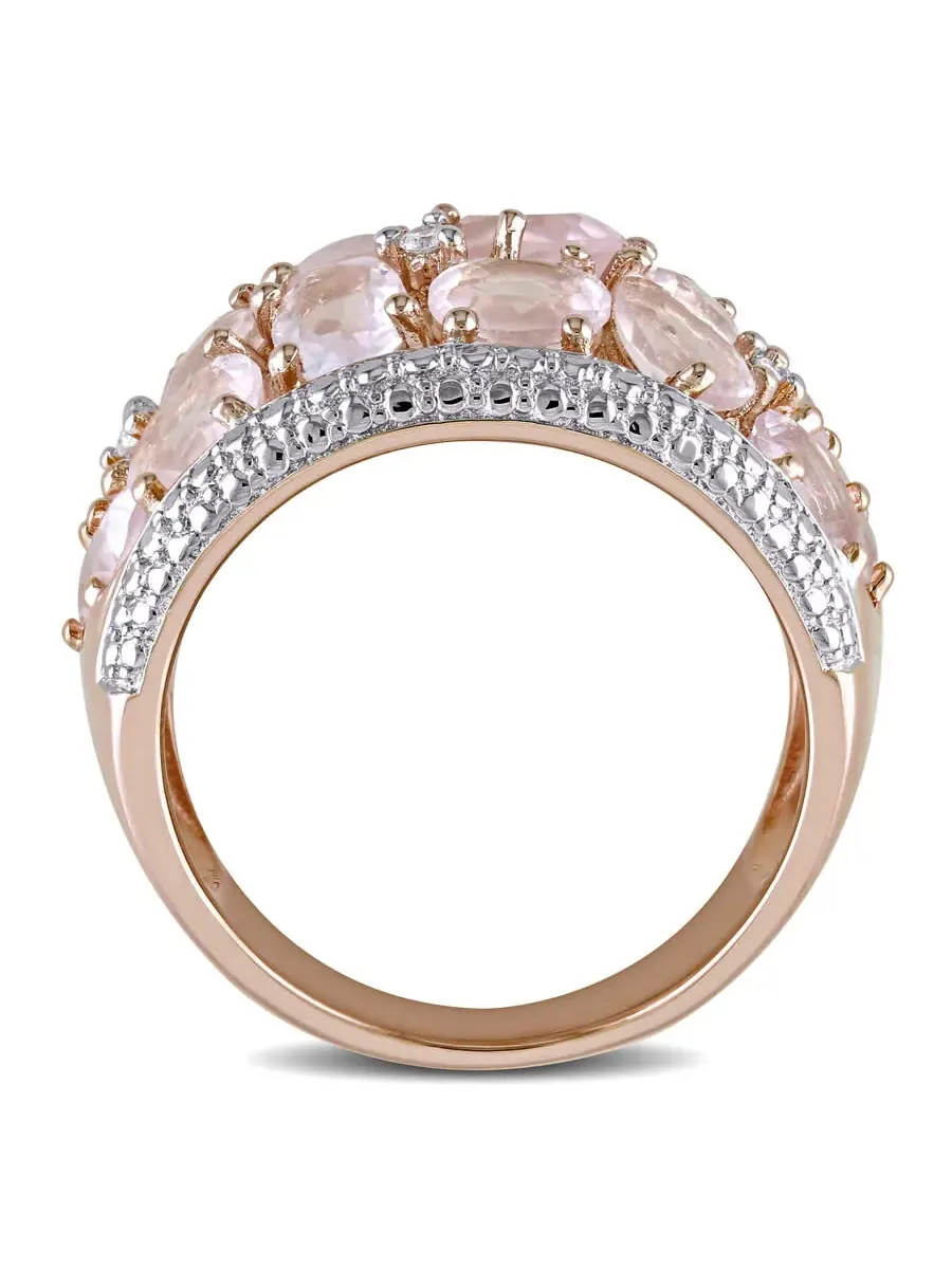 Кольцо модное Amour Pink Silver с бриллиантом 0,07 карат общего веса и розовым кварцем 6 карат общего веса, оттенок розовый