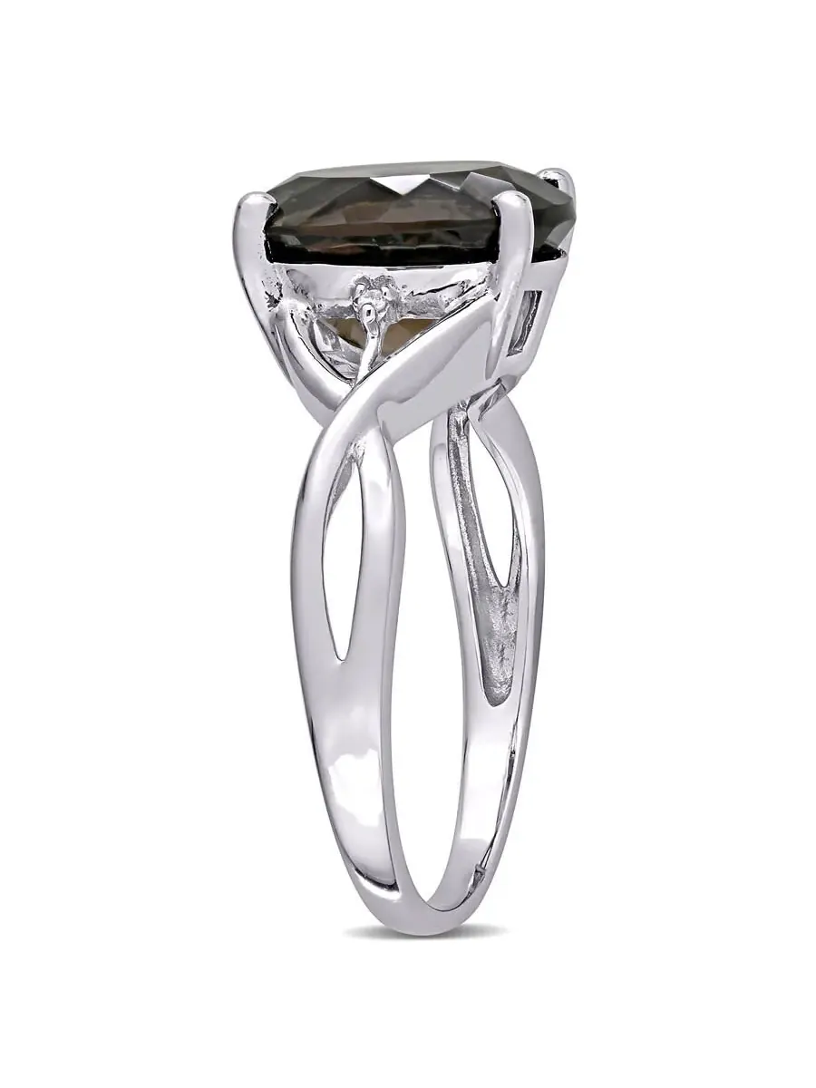 Кольцо модное Amour Silver с бриллиантом 0,01 карат TW и дымчатым кварцем 3 3/4 карат TGW — изображение 2 из 5
