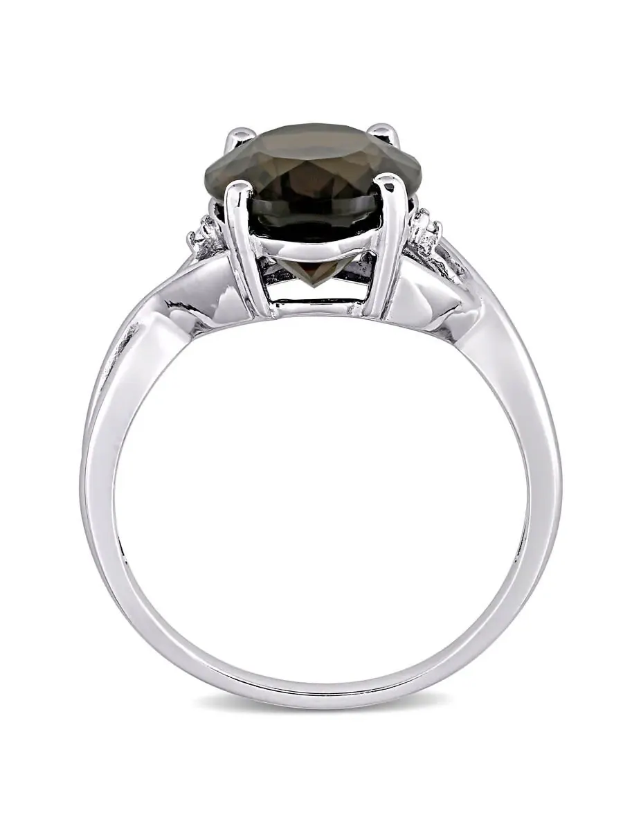 Кольцо модное Amour Silver с бриллиантом 0,01 карат TW и дымчатым кварцем 3 3/4 карат TGW — изображение 4 из 5