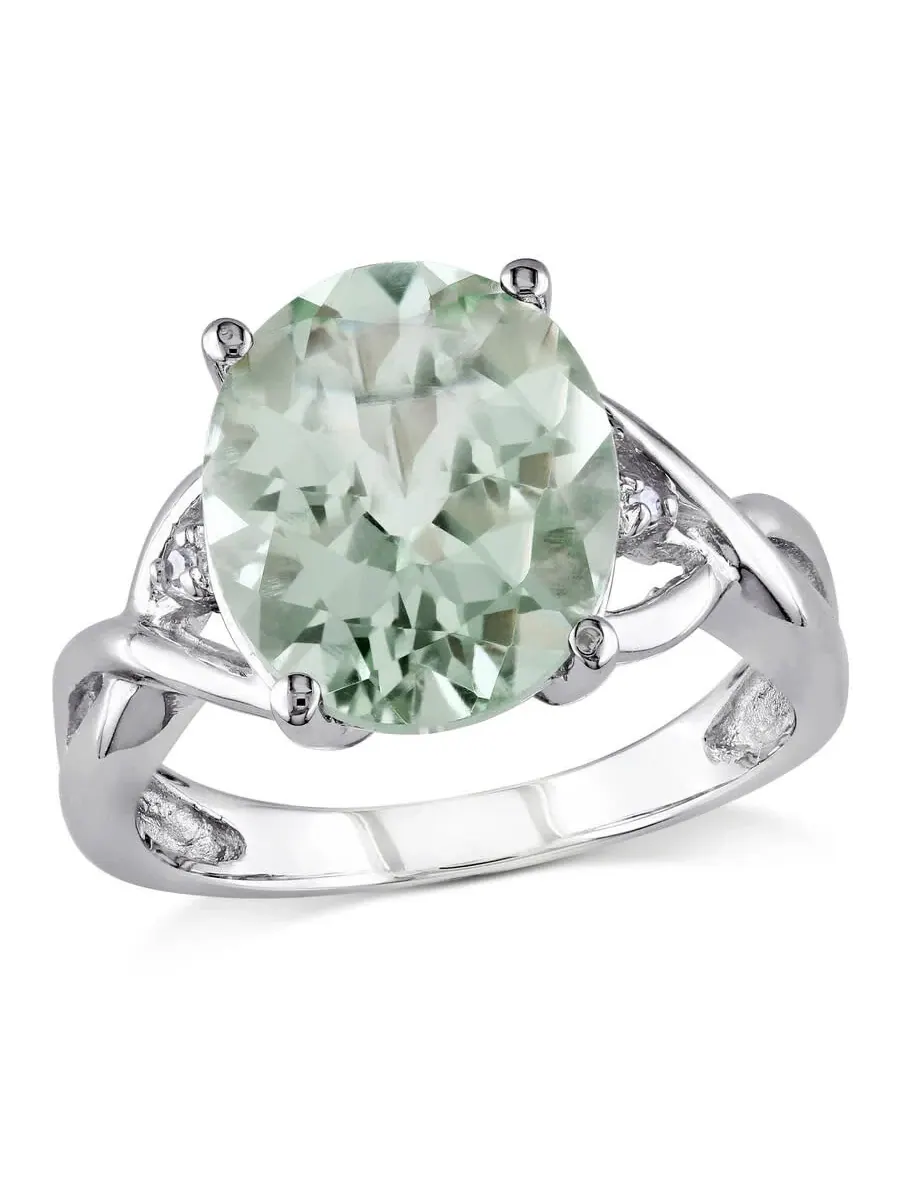 Кольцо модное Amour Silver с бриллиантом 0,01 карат TW и зеленым кварцем 4 1/3 карат TGW — изображение 1 из 4