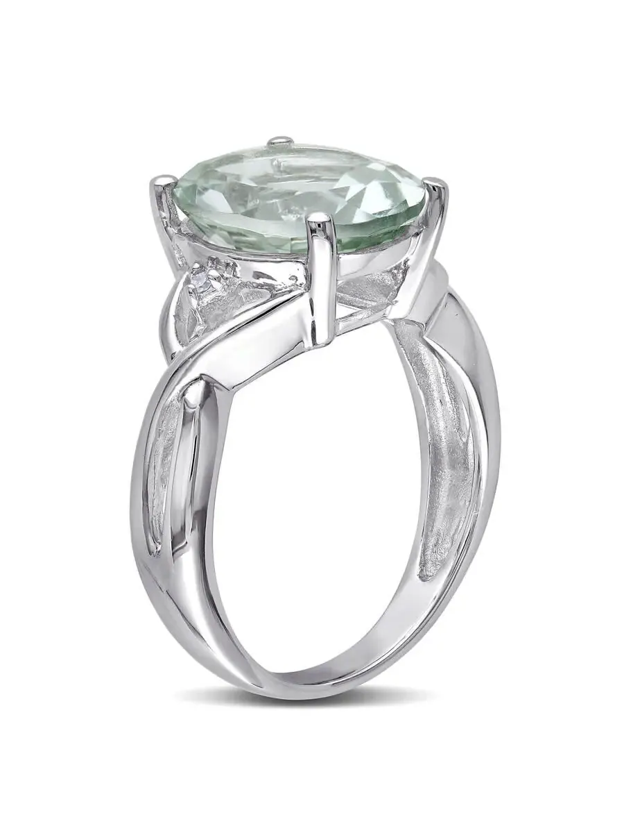 Кольцо модное Amour Silver с бриллиантом 0,01 карат TW и зеленым кварцем 4 1/3 карат TGW — изображение 2 из 4