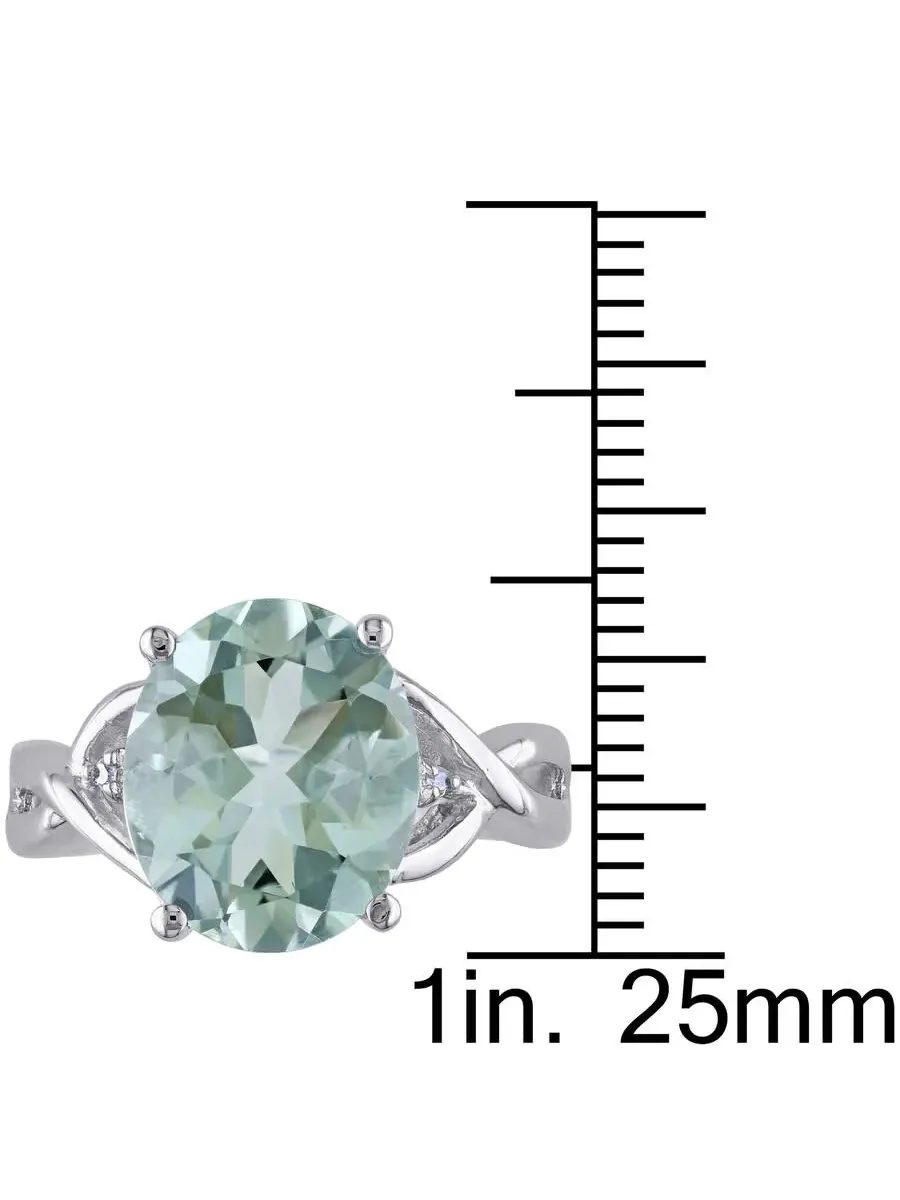 Кольцо модное Amour Silver с бриллиантом 0,01 карат TW и зеленым кварцем 4 1/3 карат TGW — изображение 3 из 4