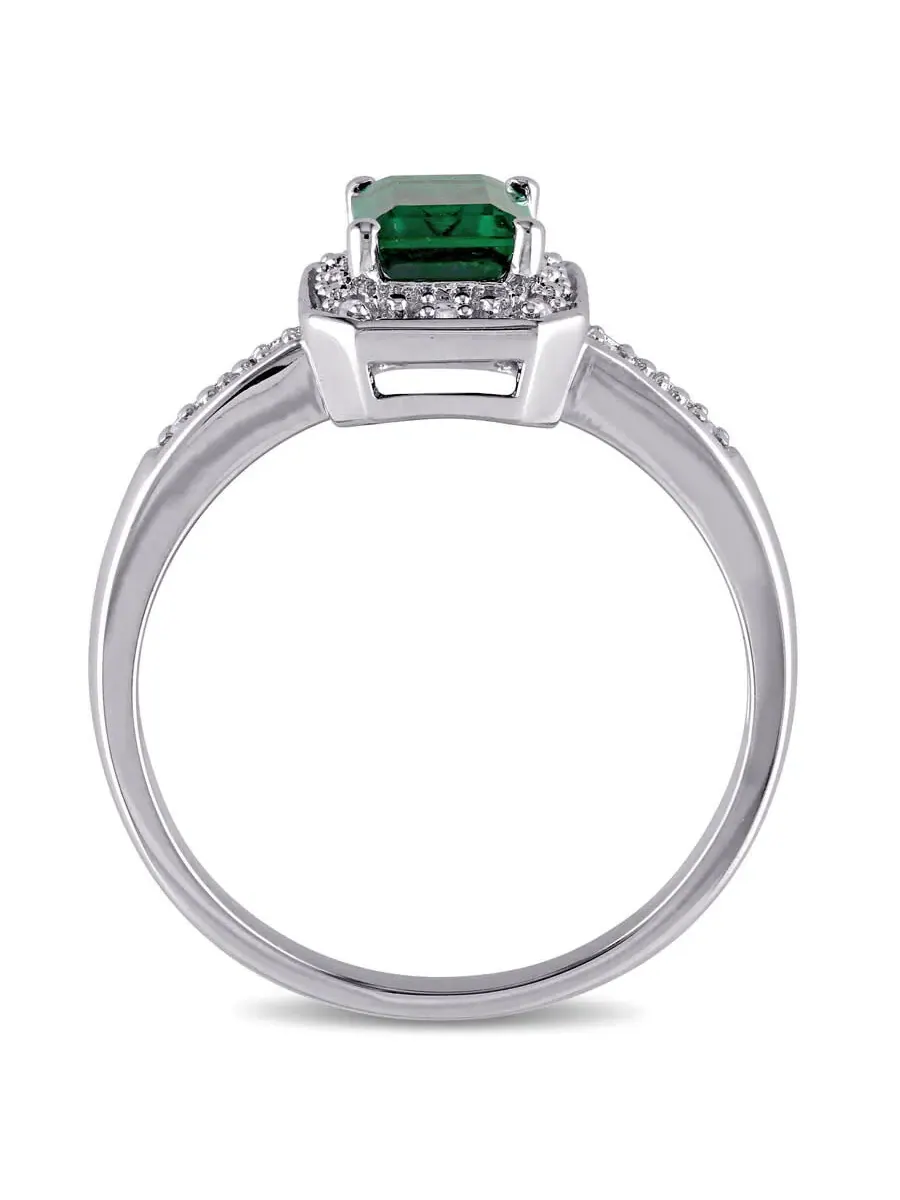 Женское модное кольцо Amour Silver с бриллиантом 0,06 карат и созданным изумрудом 7/8 карат общего веса — изображение 4 из 5