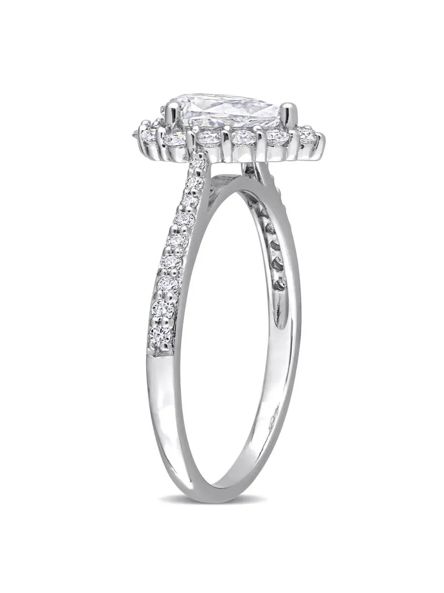 Серебряное кольцо Amour с искусственным белым муассанитом DEW, 1 3/8 карата, с ореолом из бриллиантов — изображение 2 из 5
