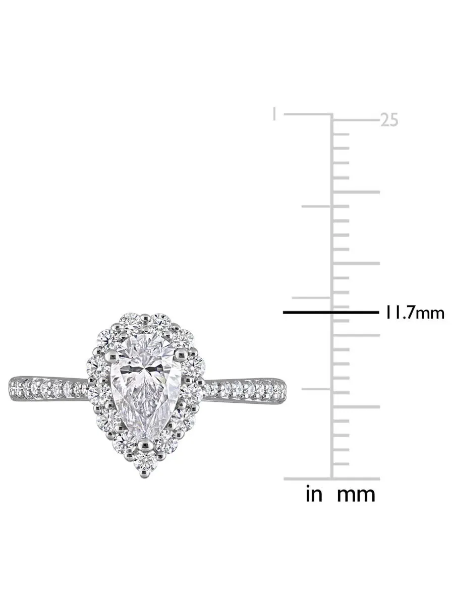 Серебряное кольцо Amour с искусственным белым муассанитом DEW, 1 3/8 карата, с ореолом из бриллиантов — изображение 3 из 5