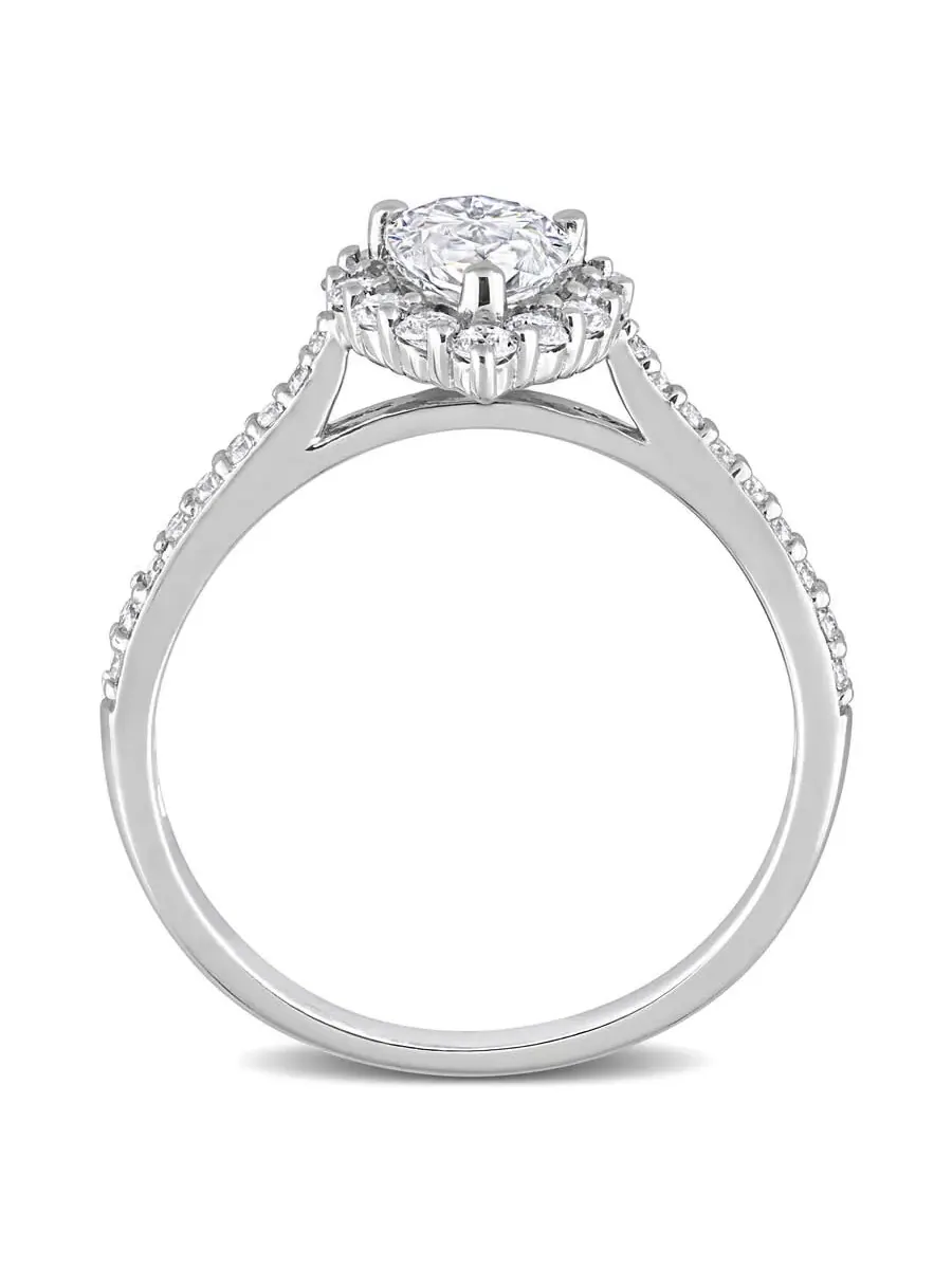 Серебряное кольцо Amour с искусственным белым муассанитом DEW, 1 3/8 карата, с ореолом из бриллиантов — изображение 4 из 5