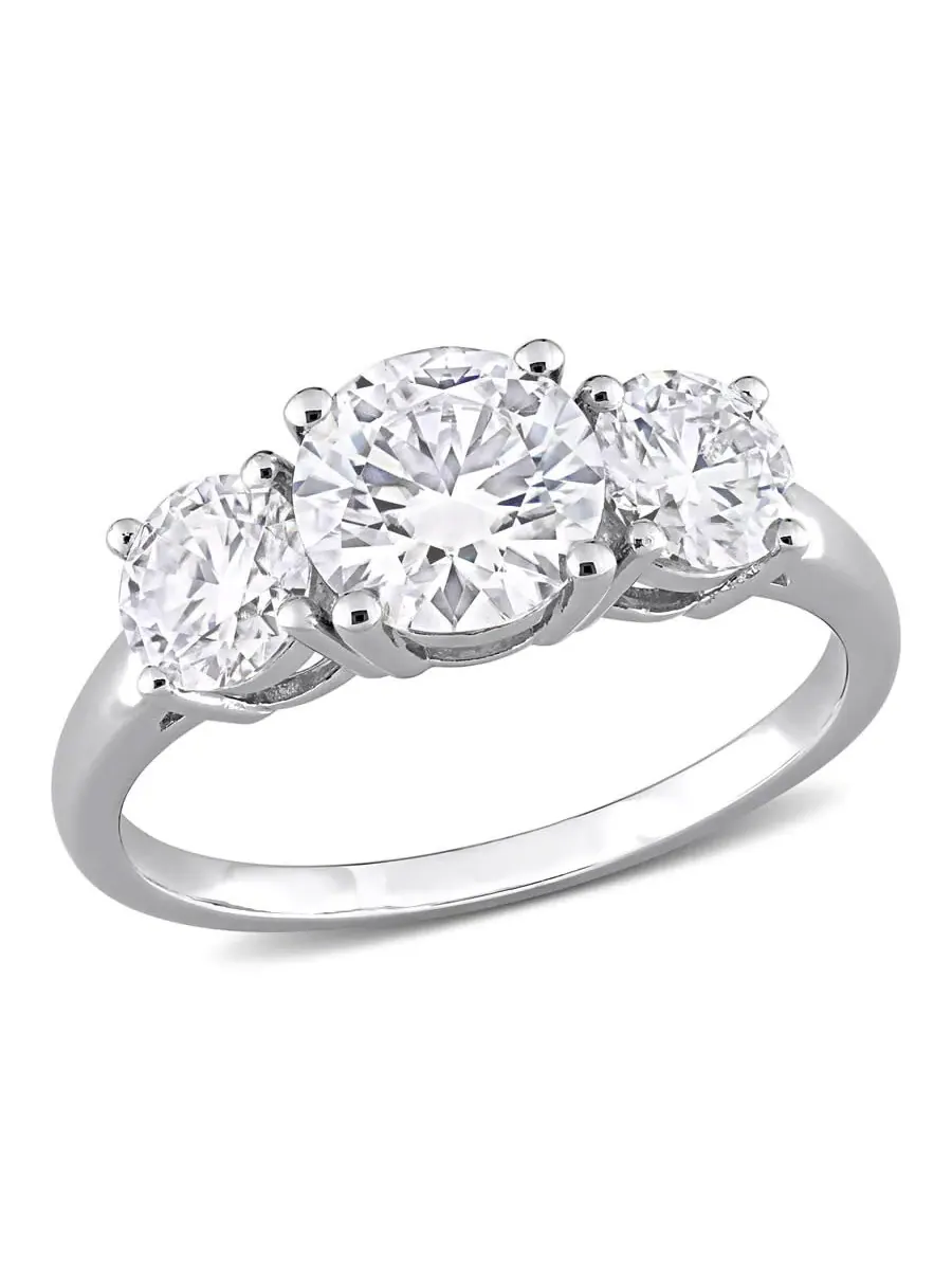 Кольцо Amour Silver с 3 камнями, 2 1/4 карат, искусственный белый муассанит DEW — изображение 1 из 5